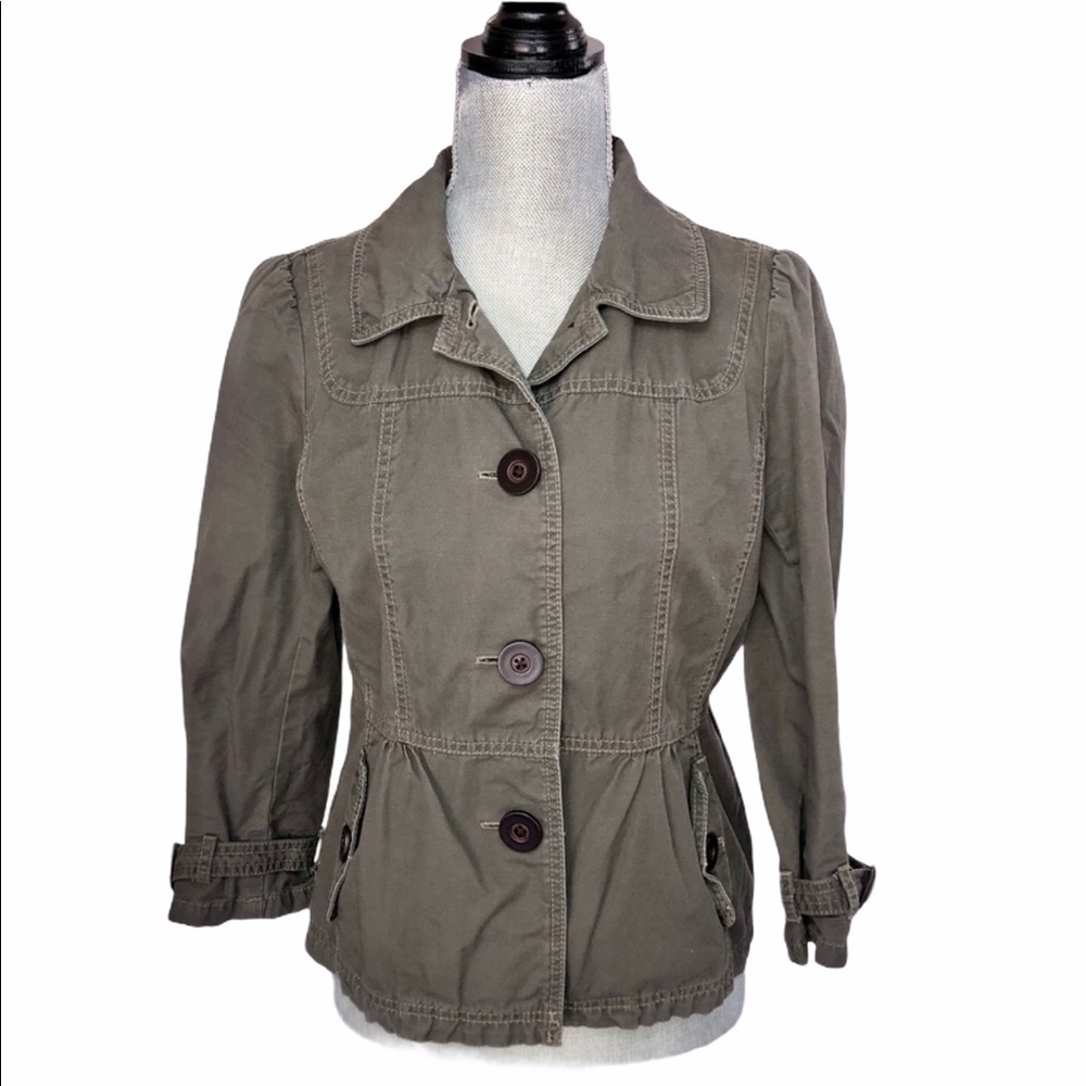LOFT Twill Peplum Jacket - Picture 1 of 8